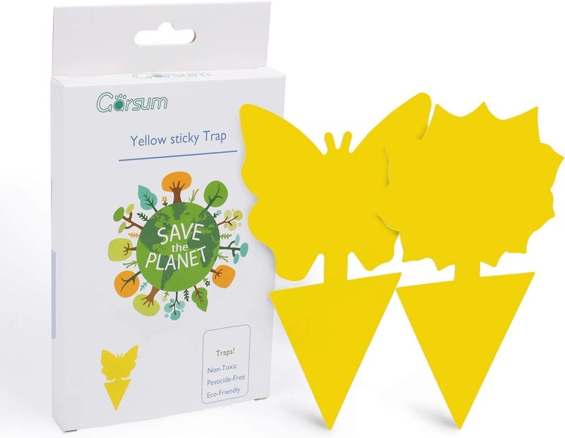 Garsum Fruit Fly Sticky Trap for Indoor and Outdoor, Fungus Gnat Killer for Houseplant,Mosquitos, Flying Insect, White Flies, 120 Pack - Image 1