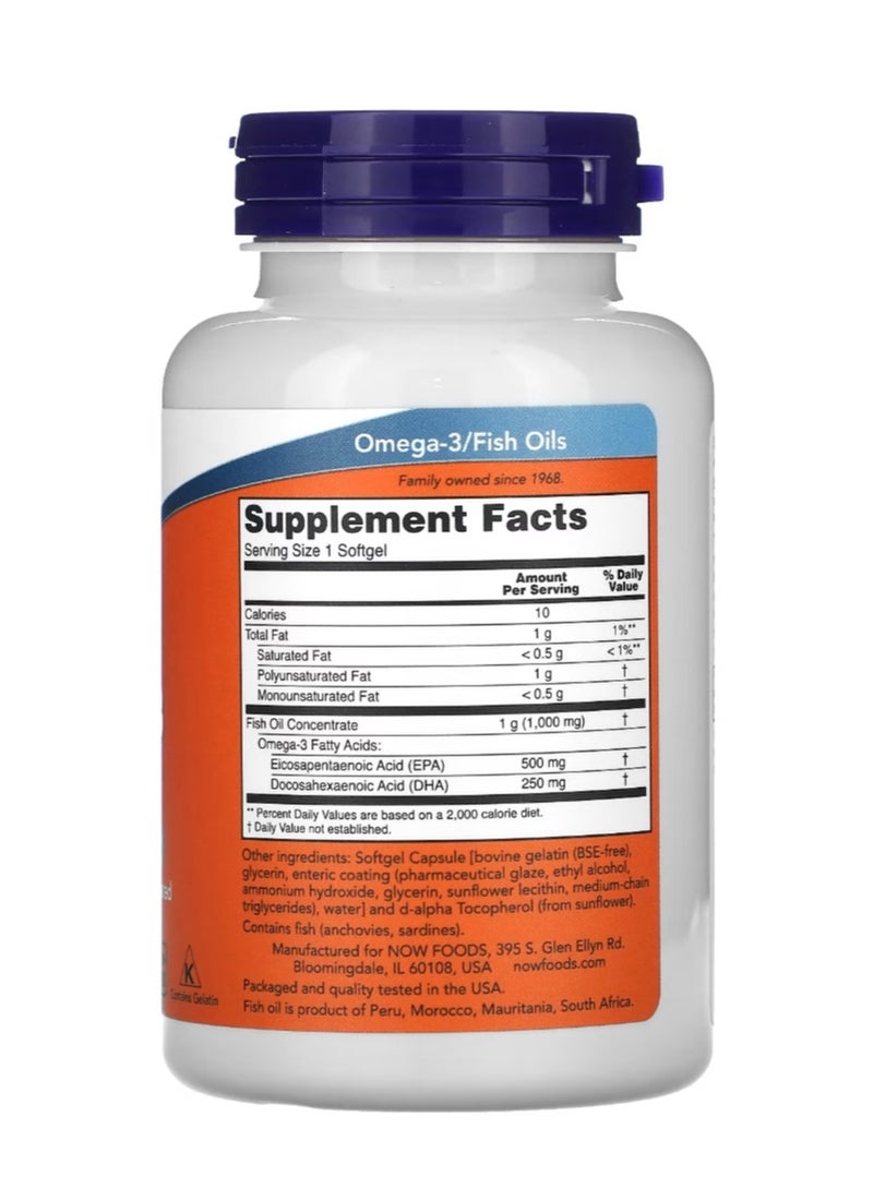 ناو فودز زيت السمك المعزز بأوميغا 3 90 كبسولة لينة - Image 2