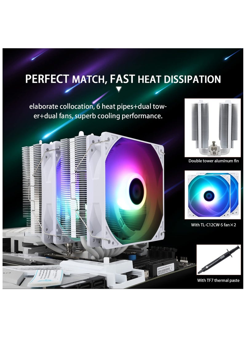 Thermalright Peerless Assassin 120 SE ARGB White CPU Air Cooler, 6 Heat Pipes CPU Cooler, Dual 120mm TL-C12CW-S PWM Fan, AGHP Technology, for AMD AM4/AM5/Intel LGA1700/1150/1151/1155/1200  - Image 3