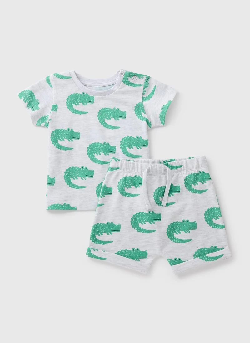 Matalan Baby Grey Crocodile Top & Shorts Set