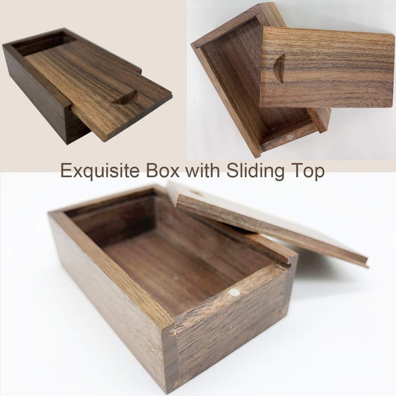 JBOS Wood Gift Box with Sliding Top, Discrete Sliding-Lid Wooden Boxes USB Box for Friends/Business Partners/Photographers/Clients (Walnut Wood, 3.15x2x0.98inch) - Image 4
