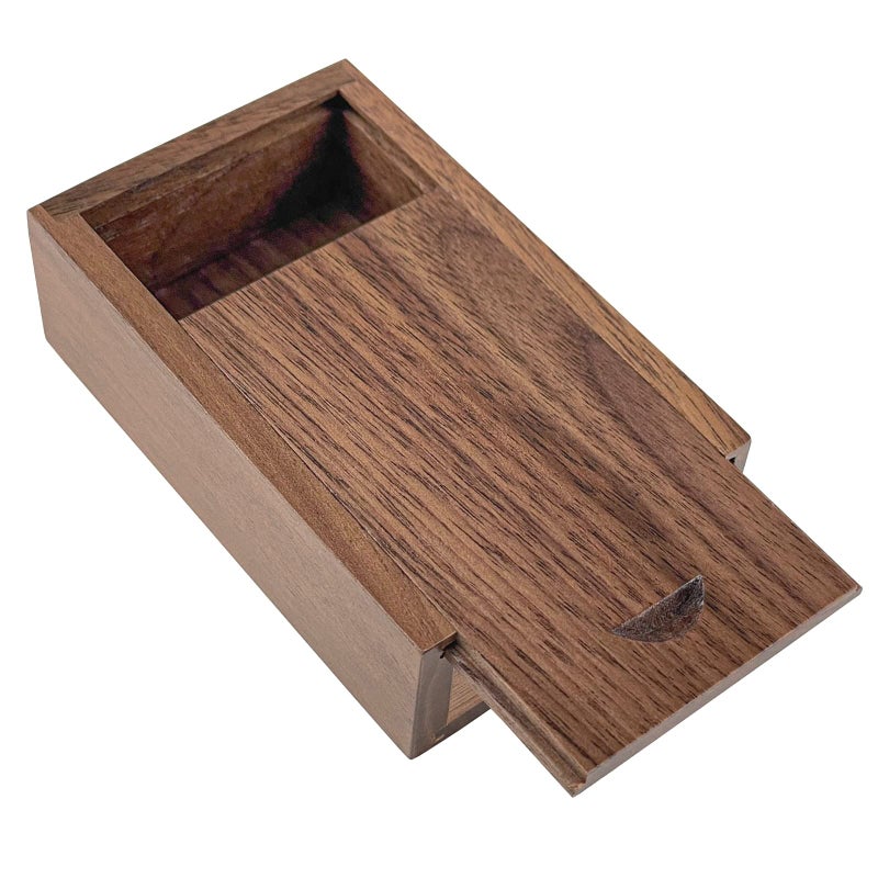 JBOS Wood Gift Box with Sliding Top, Discrete Sliding-Lid Wooden Boxes USB Box for Friends/Business Partners/Photographers/Clients (Walnut Wood, 3.15x2x0.98inch) - Image 1