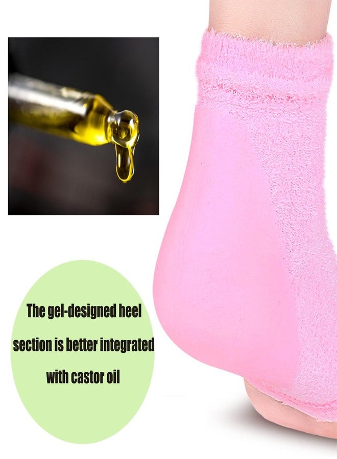 VDFZHL Castor Oil Pack Wrap for Foot, Castor Oil Moisturizing Heel Socks, for Plantar Fasciitis, Cracked Heels - Suitable for Overnight Moisturizing of Feet (Without Essential Oils) (Pink - 2 Pairs) - Image 2