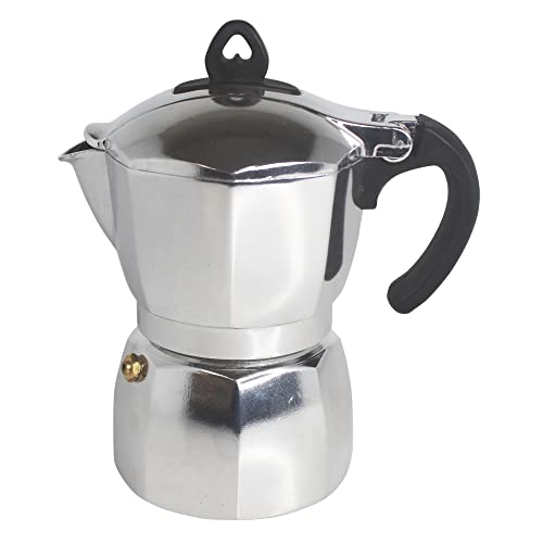 Imusa 3 Cup Stovetop Espresso Maker with Heart Shaped Knob Silver