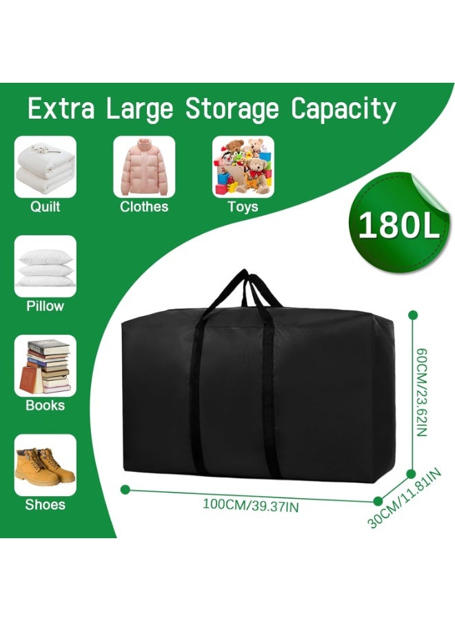 Eworld 180L Extra Large Moving Bag with Strong Zippers & Handles | Heavy-Duty Storage Tote for Clothes, Bedding & Travel | Foldable, Waterproof Organizer for Moving and Space Saving - Image 2
