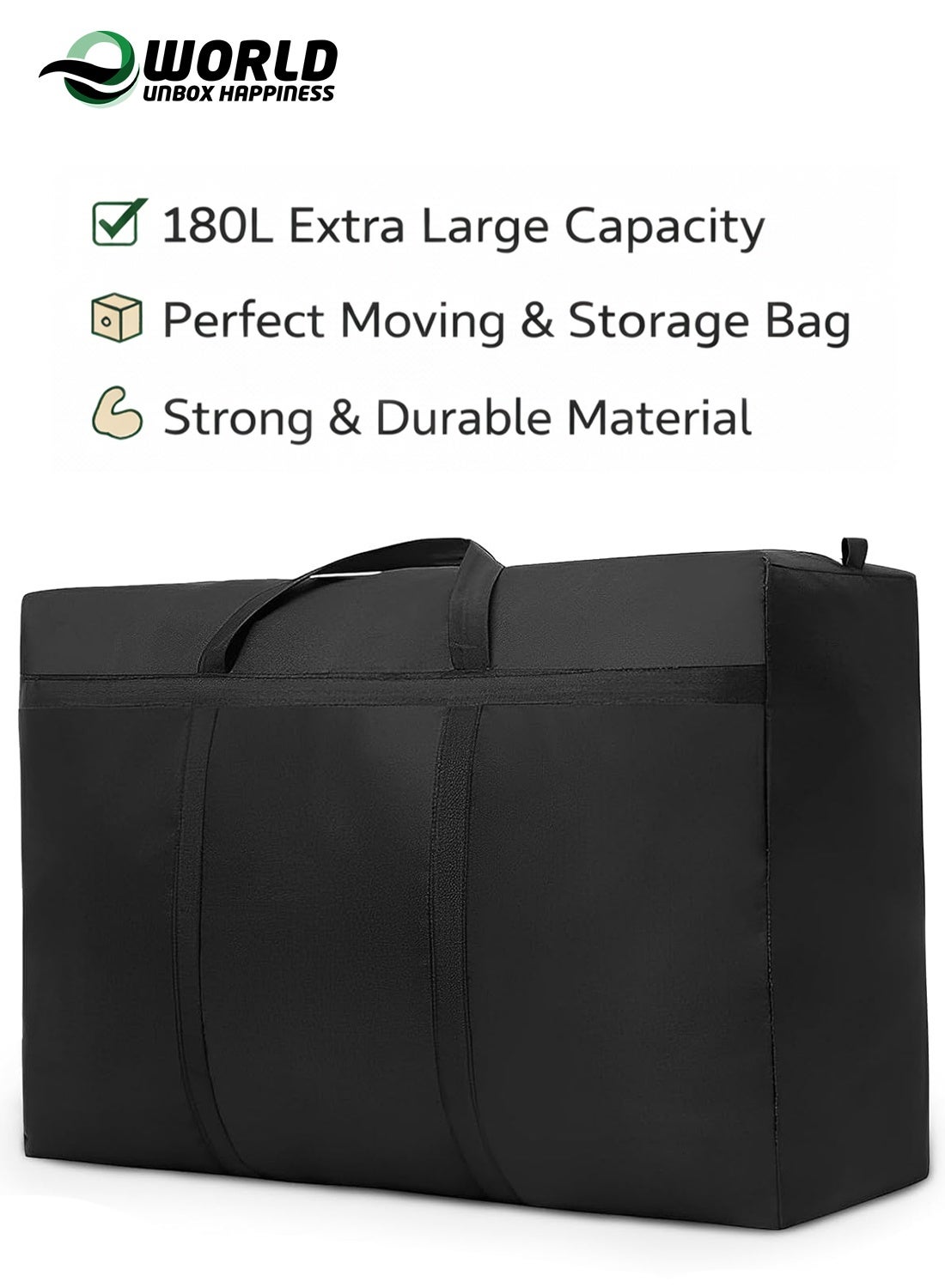 180L Extra Large Moving Bag with Strong Zippers & Handles | Heavy-Duty Storage Tote for Clothes, Bedding & Travel | Foldable, Waterproof Organizer for Moving and Space Saving