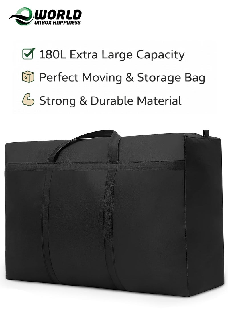 إي وورلد حقيبة تخزين ونقل كبيرة بسعة 180 لتر مع سحّابات قوية ومقابض متينة | حقيبة تنظيم مقاومة للماء لتخزين الملابس والأغطية والسفر | قابلة للطي لتوفير المساحة - Image 1