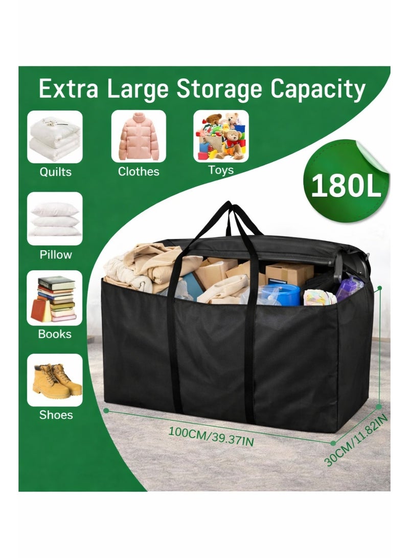 إي وورلد حقيبة تخزين ونقل كبيرة بسعة 180 لتر مع سحّابات قوية ومقابض متينة | حقيبة تنظيم مقاومة للماء لتخزين الملابس والأغطية والسفر | قابلة للطي لتوفير المساحة - Image 2