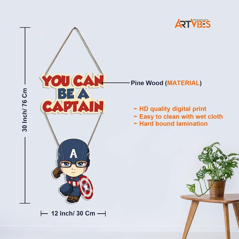آرتفيب Captain America معلقة حائط خشبية مطبوعة مع اقتباس لديكور المنزل | المكتب | الهدية | غرفة المعيشة، غرفة النوم | قطعة ديكور خشبية | ديكور حديث | معلقات فنية مصممة (WH_5709N) - Image 5