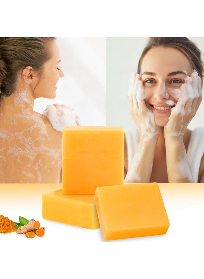 3 عبوات من صابون الكركم، صابون الكركم العضوي للوجه والجسم، صابون الكركم بالليمون مع فيتامين CE لجميع أنواع البشرة، صابون الكركم، غسول الوجه لتنعيم البشرة وترطيبها - Image 4