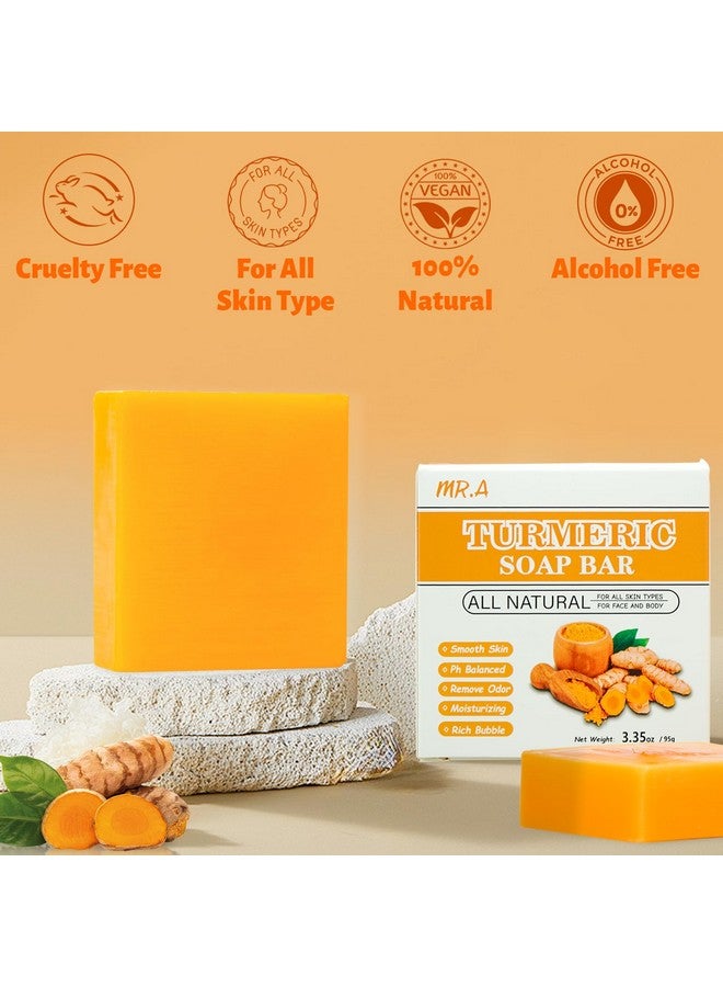 3 عبوات من صابون الكركم، صابون الكركم العضوي للوجه والجسم، صابون الكركم بالليمون مع فيتامين CE لجميع أنواع البشرة، صابون الكركم، غسول الوجه لتنعيم البشرة وترطيبها - Image 5