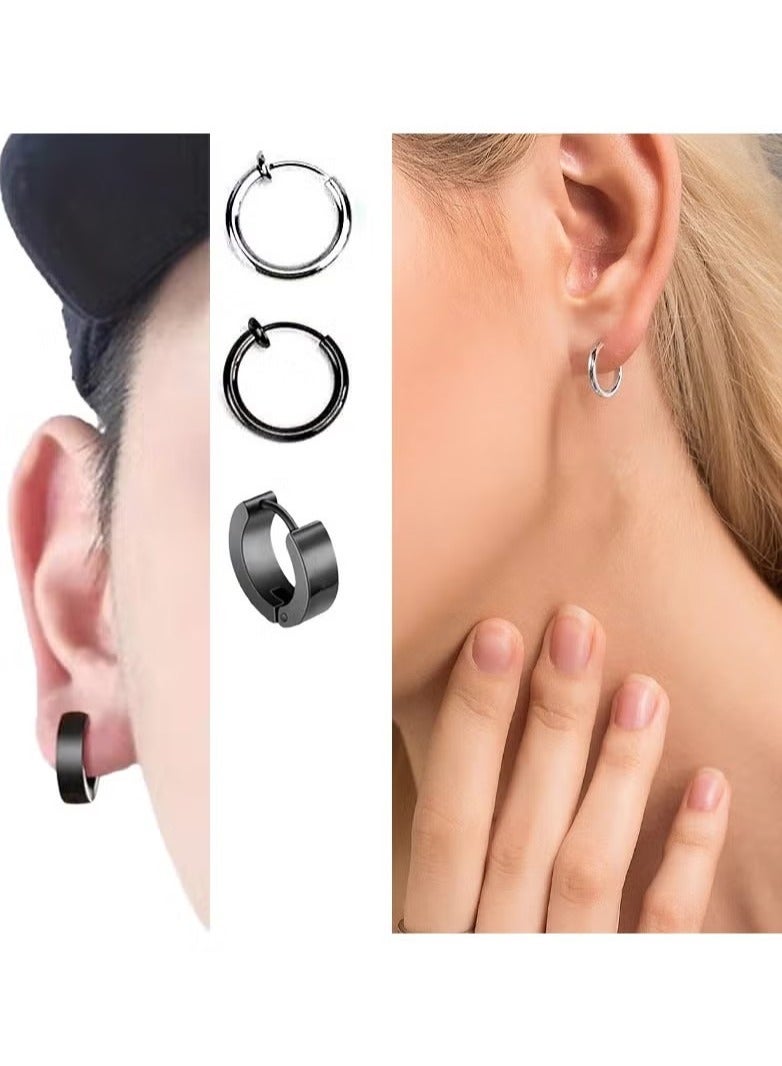 8 Pairs Stainless Steel Hip-Hop Men’s and Women’s Earring Set - Image 4