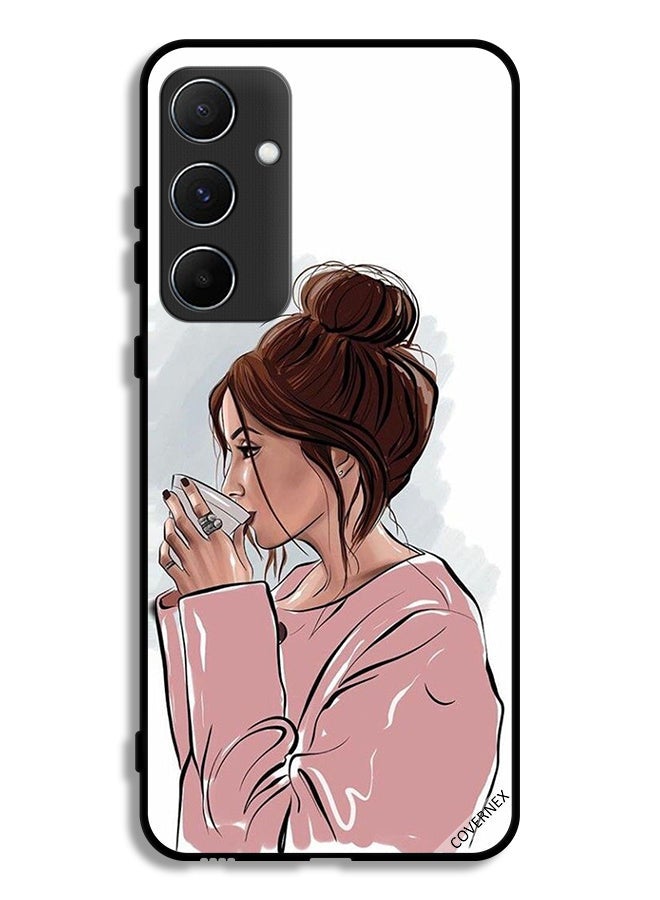 Covernex Samsung Galaxy A55 5G Protective Case Cover Girl Drinking Tea Art - Image 1