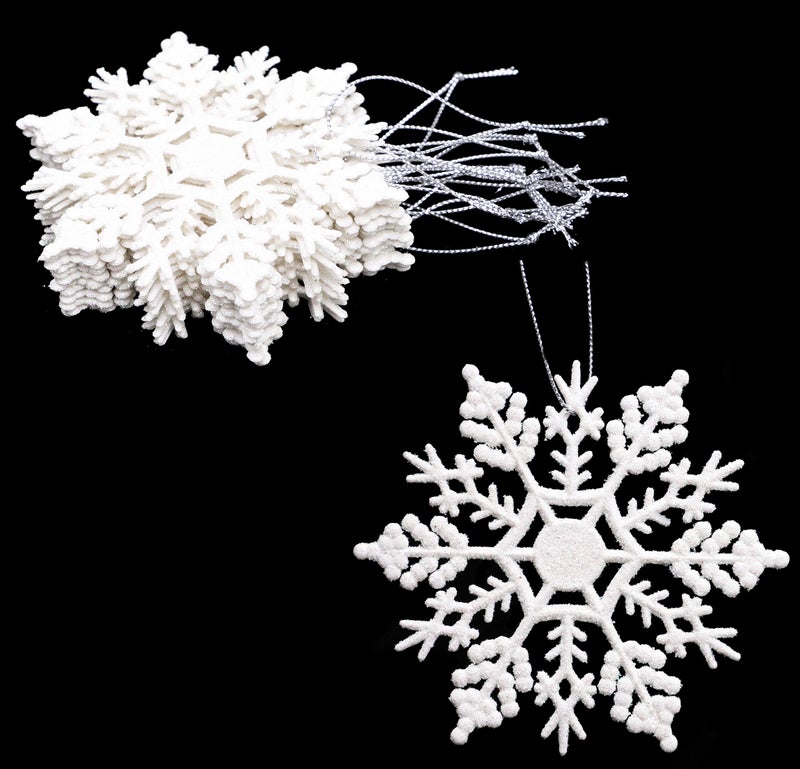 Christmas Concepts Pack of 1210cm Glitter Snowflake Hanging Decorations  Christmas Decorations White