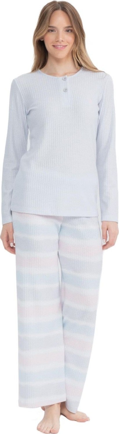 U.S. Polo Assn. 17096 Women's Gray Long Sleeve Plaid Pajama Set - Image 1