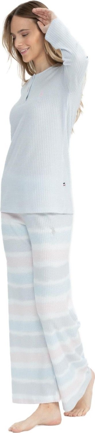 U.S. Polo Assn. 17096 Women's Gray Long Sleeve Plaid Pajama Set - Image 2