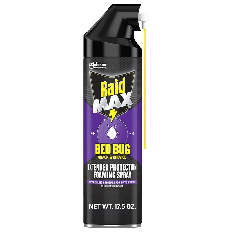 Raid Max Bed Bug Crack Crevice Extended Protection Foaming Spray Kills Bed Bugs for up to 8 weeks on Laminated Woods and Surfaces 175 oz
