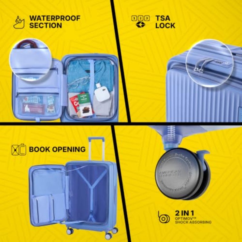 Travel suitcase for airport use, polycarbonate, elemental blue, lightweight with 4 spinner wheels and TSA lock - Image 4