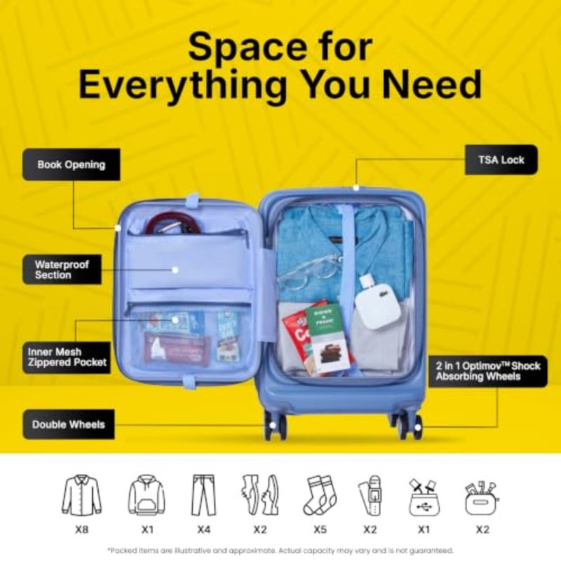Travel suitcase for airport use, polycarbonate, elemental blue, lightweight with 4 spinner wheels and TSA lock - Image 5