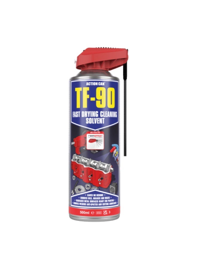 ®ACTION CAN TF-90 (Twin Spray) - Fast Drying Cleaning Solvent 500ML Powerful, fast-evaporating grease and oil remover spray - Image 1