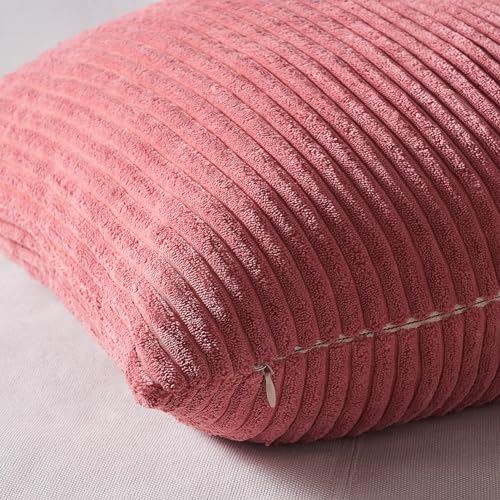 Topfinel Pink Throw Pillows Covers 18x18 Inch Set of 4,Farmhouse Corduroy Decorative Cushion Case,Valentine's Day Pillow Case for Bedroom Couch Sofa Living Room,Spring Home Decor - Image 3