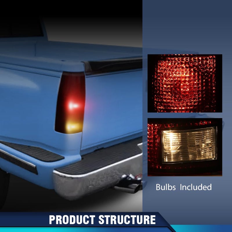 PIT66 Tail Lights Assembly w/Connector Circuit Compatible with 1988-1999 Chevy GMC Silverado Sierra C/K 1500 2500 3500 Red Lens Rear Light Lamps Driver & Passenger Side - Image 5