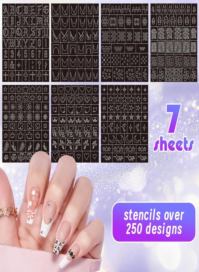 Metuu Nail Art Marker Pens with Stencils, 12 Colors Dual Brush Tip Water-Based Markers, 7 Sheets Nail Stickers Heart Butterfly Flowers Star Designs, Quick-Drying DIY Nail Design Tools for Women and Girls - Image 5