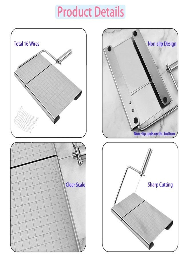JILFR Cheese Slicer with 16 Replacement Wires, Stainless Steel Cheese Cutter Board with Precision Scale for Cutting Cheese Butter Ham Beet Boiled Eggs, Silver - Image 5