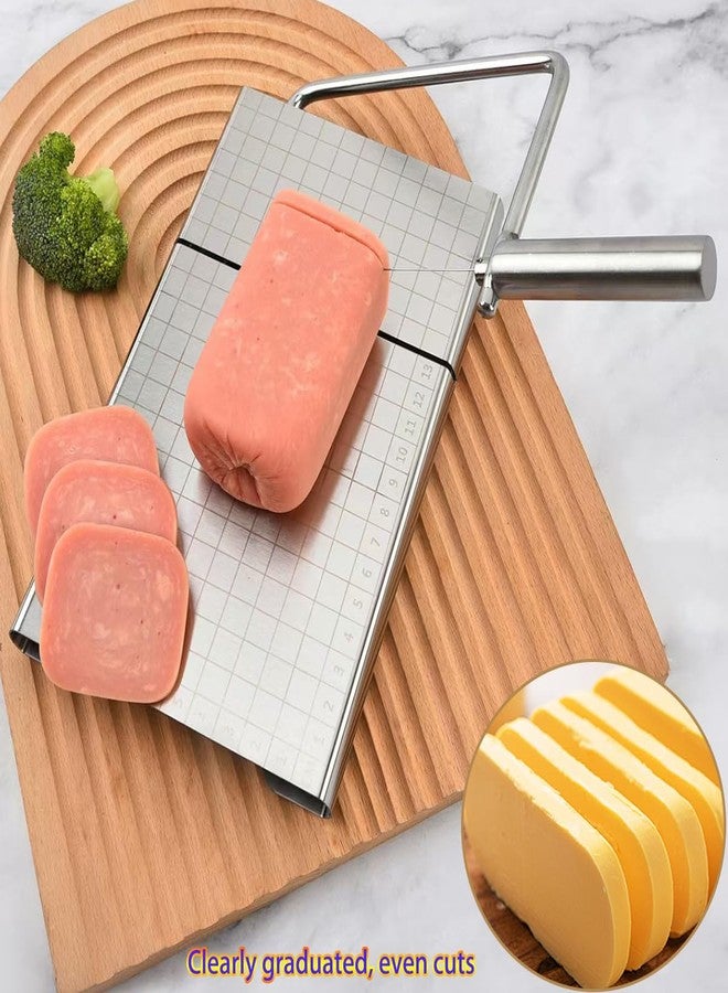 JILFR Cheese Slicer with 16 Replacement Wires, Stainless Steel Cheese Cutter Board with Precision Scale for Cutting Cheese Butter Ham Beet Boiled Eggs, Silver - Image 2