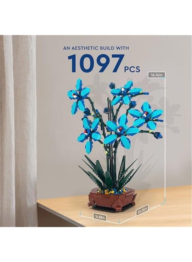 Orchid Flower Building Set, Creative Botanical Collection Décor Toys, Home Décor Gift for Adults,1097pcs - Image 1