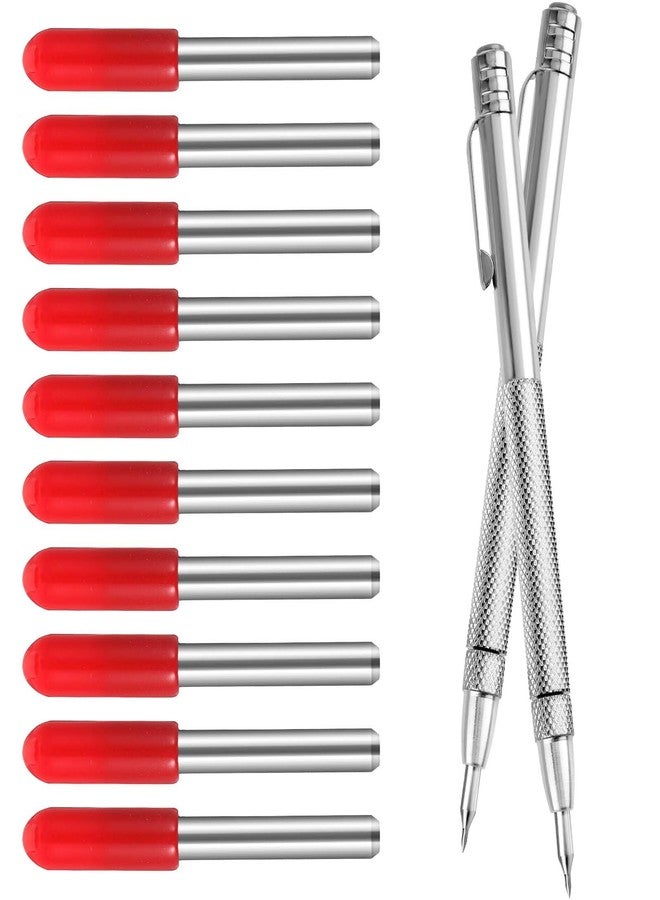 Prasacco 2 Pcs Tungsten Carbide Scriber Set with 10 Replacement Tips, Metal Scribe Pen Engraving Pen for Metal, Wood, Glass and Plastic Scribing Tool Machinist Tools - Image 1