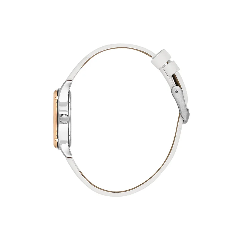 DANIEL KLEIN Women's Leather Silver and Gold Brass Case Analog Silver Round Emboss Dial Japanese Quartz Premium 30 Meters Water Resistant