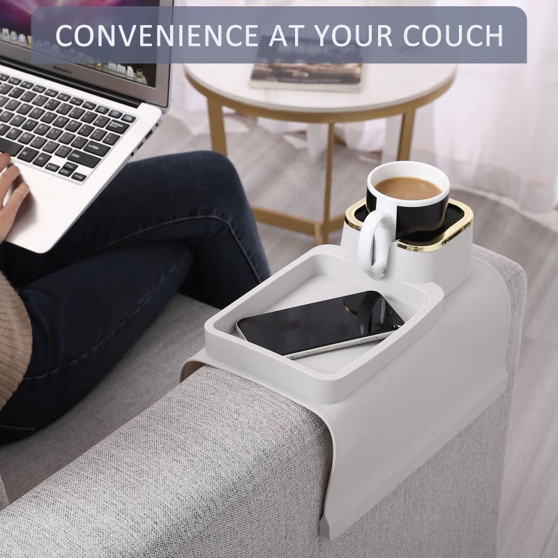 HMASYO Couch Cup Holder Tray - Silicone Sofa Armrest Table Couch Drink Holder and Tray Organizer for Remote Snacks Cellphone, Anti-Spill Anti-Slip Design, Mother`s Day Gifts for Mom Grandma - Image 3