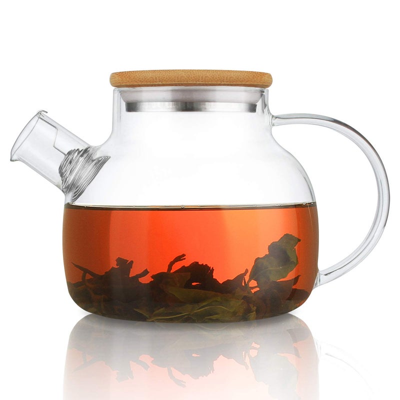 CnGlass Glass Teapot Stovetop Safe304oz Clear Tea pot with Removable Filter SpoutLoose Leaf and Blooming Tea Maker