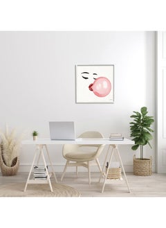 Stupell Industries Glamorous Face Blowing Bubble Gum Bold Lips, Designed by Janelle Penner White Framed Wall Art, 24 x 24, Pink  - Image 2