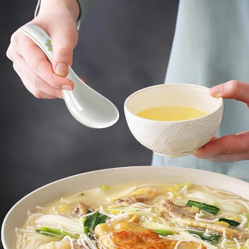 AYFDISHS Ceramic Asian Soup Spoons Set of 6-5.5 Inch White Ramen Spoons for Pho, Miso, Wonton | Dishwasher Safe & Non-Toxic for Kitchen, Wedding, Housewarming Gift Set - Image 4