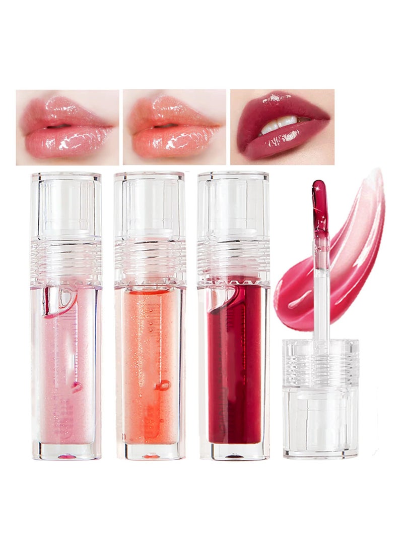 SYOSI 3 Pcs Hydrating Lip Glow Oils, Color Changing Hydrating Lip Plumping Glitter Lip Oil Smooth Moisturizing Long-lasting High Glossy Not Easy to Dip Cup - Image 1