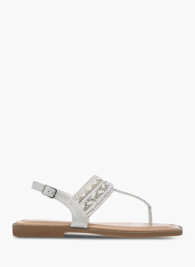 Celeste Womens Embellished Sandals With Ankle Strap