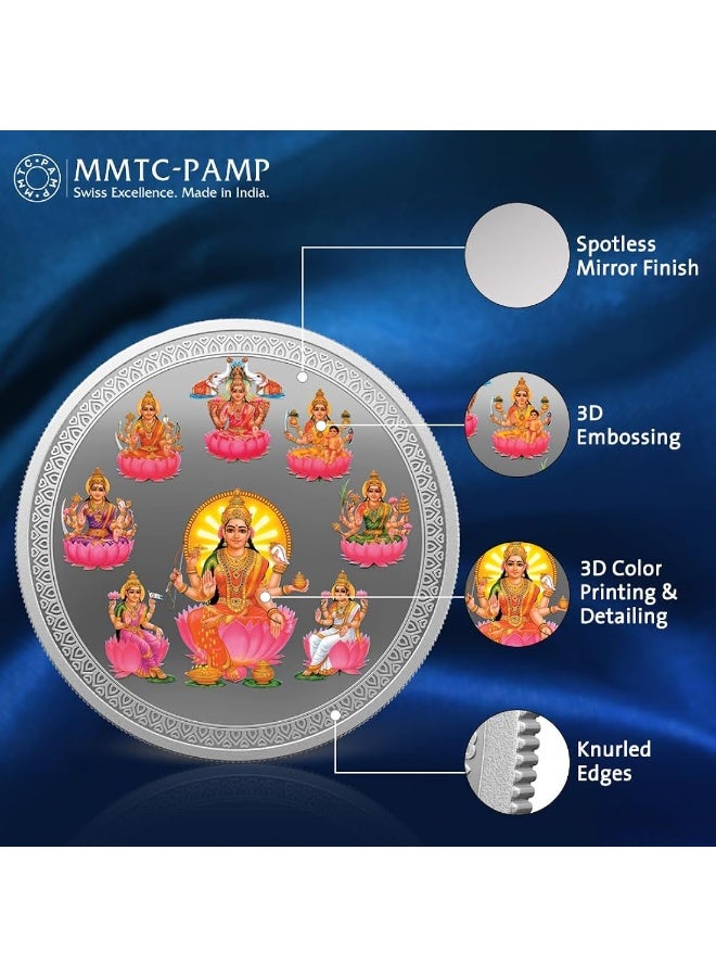 KHUSHBOO JEWELS MMTC-PAMP SILVER 999 50 GRAMS ASHTALAXMI COIN - Image 3