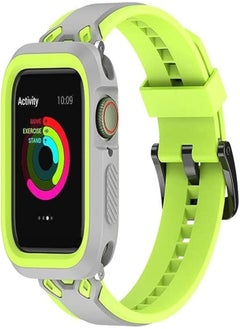 Soft Silicone Breathable Bracelet for Apple Watch Band with Case For Iwatch Series 7/45mm Accessories (Phosphor & Gray)