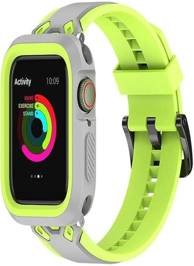 Generic - Soft Silicone Breathable Bracelet for Apple Watch Band with Case For Iwatch Series 7/45mm Accessories (Phosphor & Gray) - Image 1