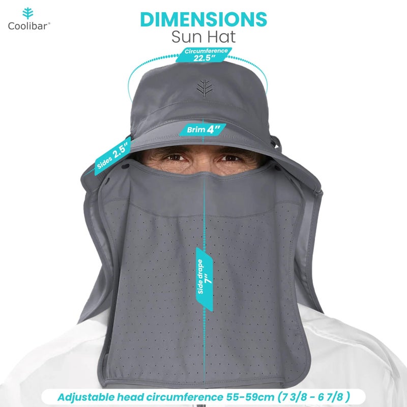 Coolibar Sun Hat with Neck Drape & Clip-On Face Mask - UPF 50+ Sun Protection - Stevie Ultra in Carbon - Image 4