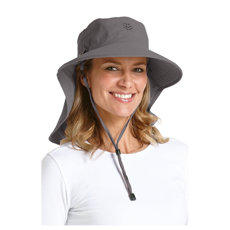 Coolibar Sun Hat with Neck Drape & Clip-On Face Mask - UPF 50+ Sun Protection - Stevie Ultra in Carbon - Image 1