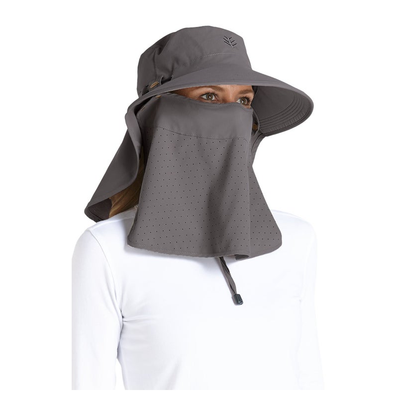 Coolibar Sun Hat with Neck Drape & Clip-On Face Mask - UPF 50+ Sun Protection - Stevie Ultra in Carbon - Image 2