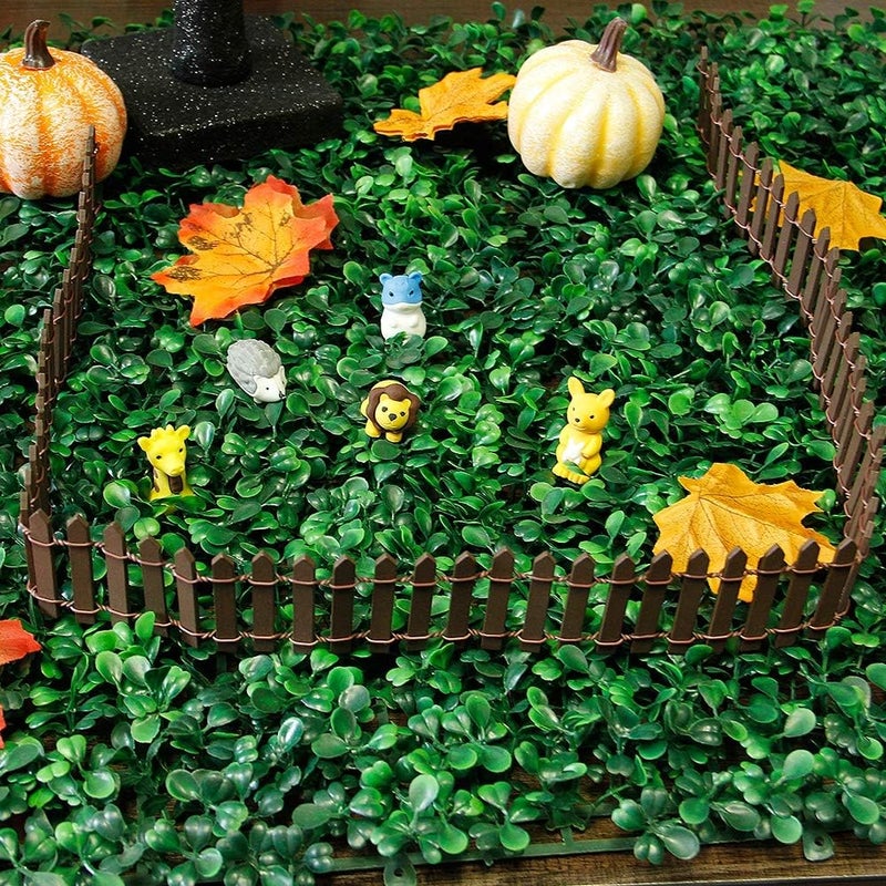Prsildan Miniature Fairy Garden Fence, DIY Wood Picket Fence Mini Ornament (Brown) - Image 3