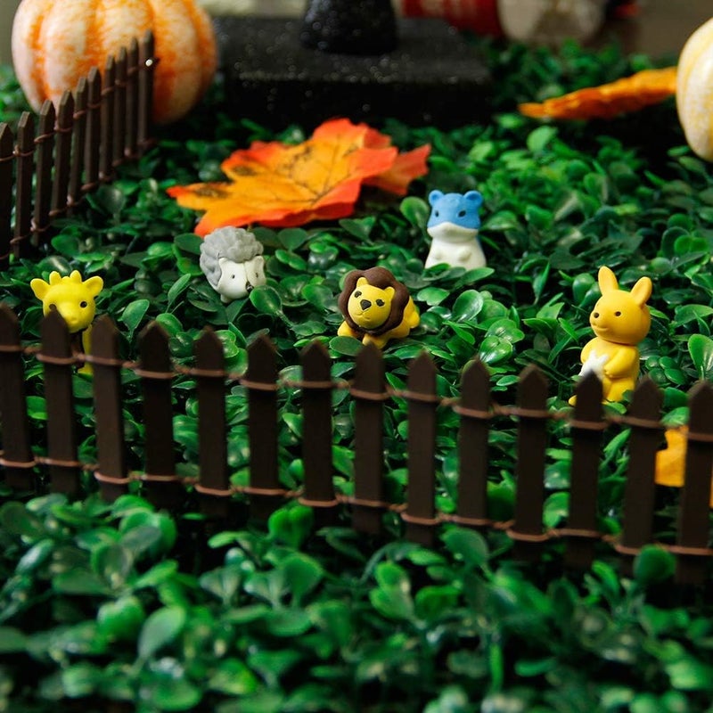 Prsildan Miniature Fairy Garden Fence, DIY Wood Picket Fence Mini Ornament (Brown) - Image 2