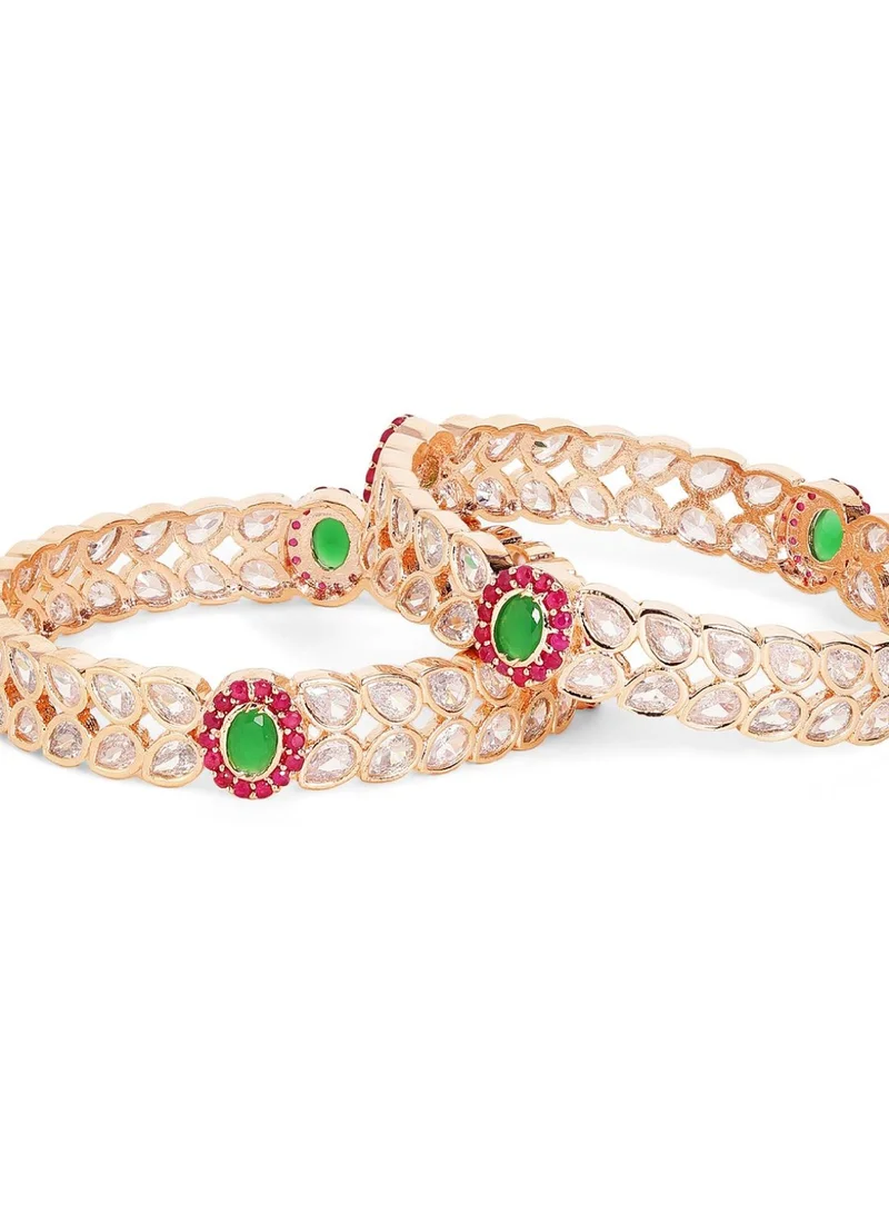 Priyaasi Set Of 2 Plated Stone Studded Bangles