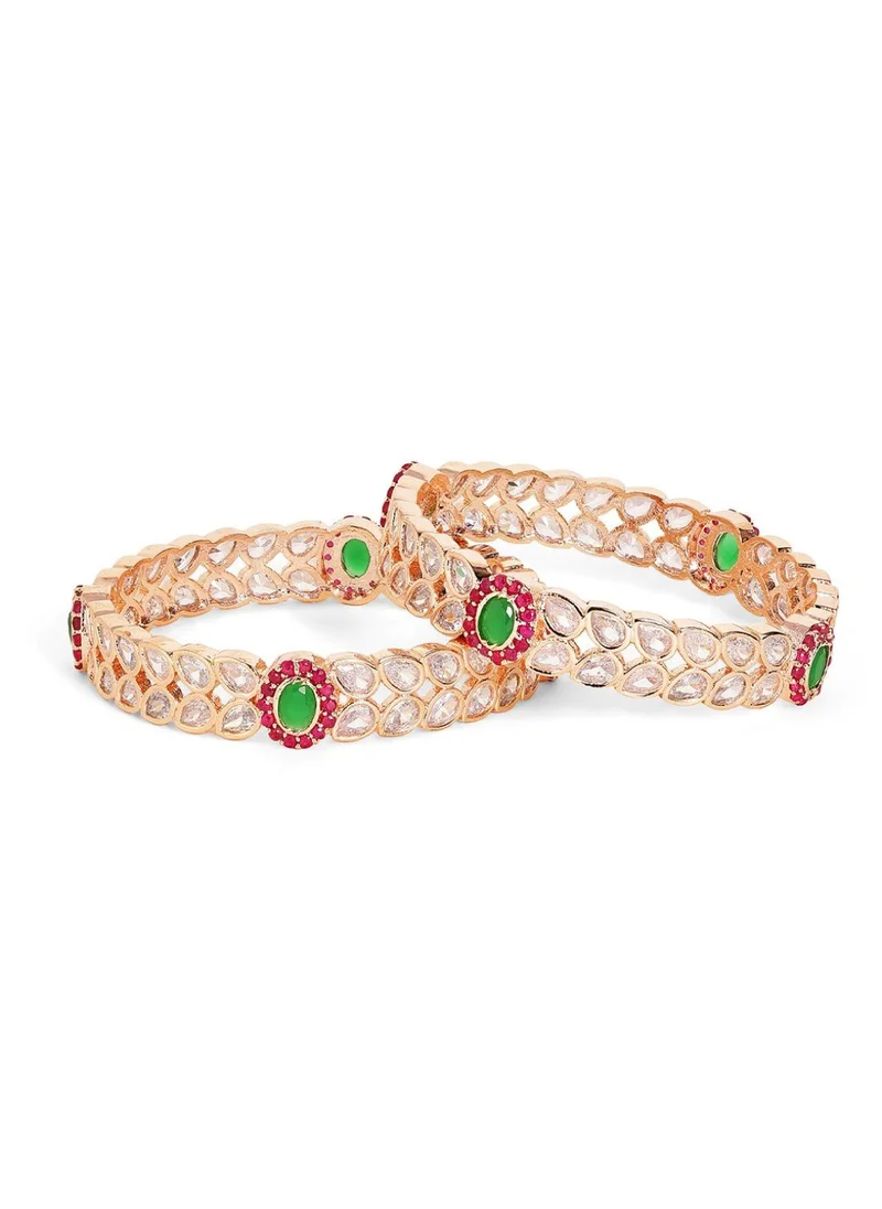 برياسي Set Of 2 Plated Stone Studded Bangles