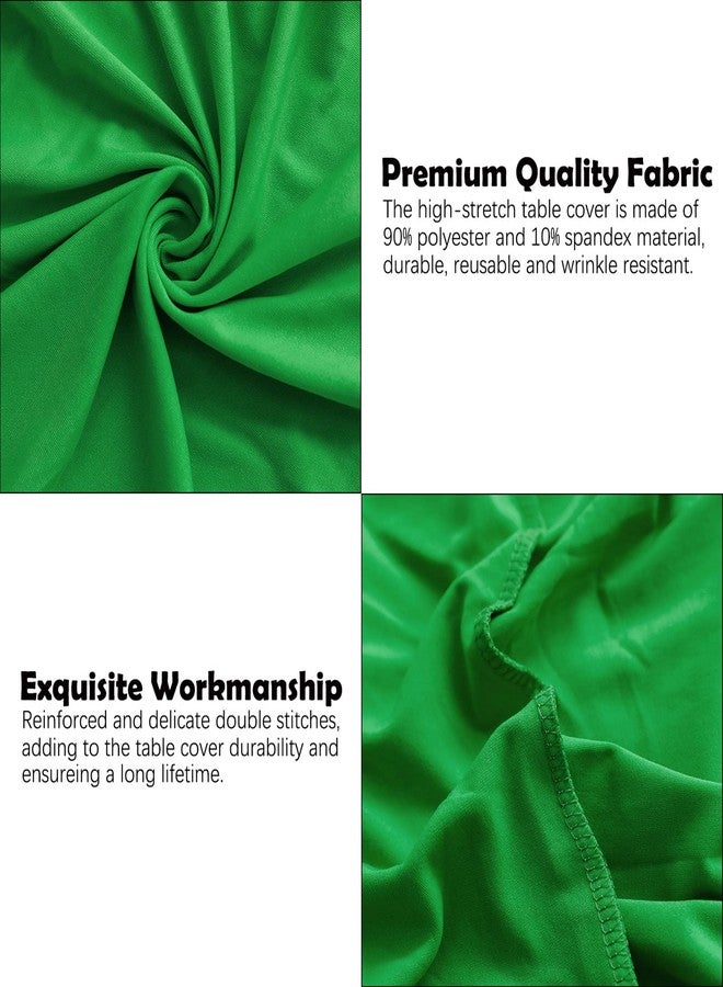 Jusmate 2 Pack 32x43 Inch Green Spandex Cocktail Table Covers, Fitted Round Cocktail Tablecloth, Stretch Highboy Table Cover Cloth for Wedding, Party, Banquet, Event - Image 5