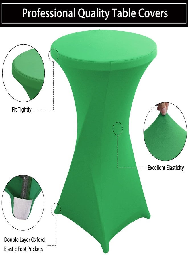 Jusmate 2 Pack 32x43 Inch Green Spandex Cocktail Table Covers, Fitted Round Cocktail Tablecloth, Stretch Highboy Table Cover Cloth for Wedding, Party, Banquet, Event - Image 4